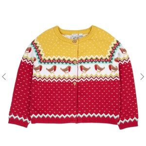 NWT Frugi Kids Carol Cardigan - Red and Yellow